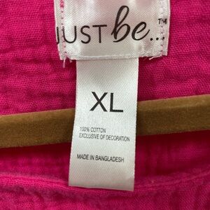 NWT JUST BE XL fuscia pink crop top 100%cotton